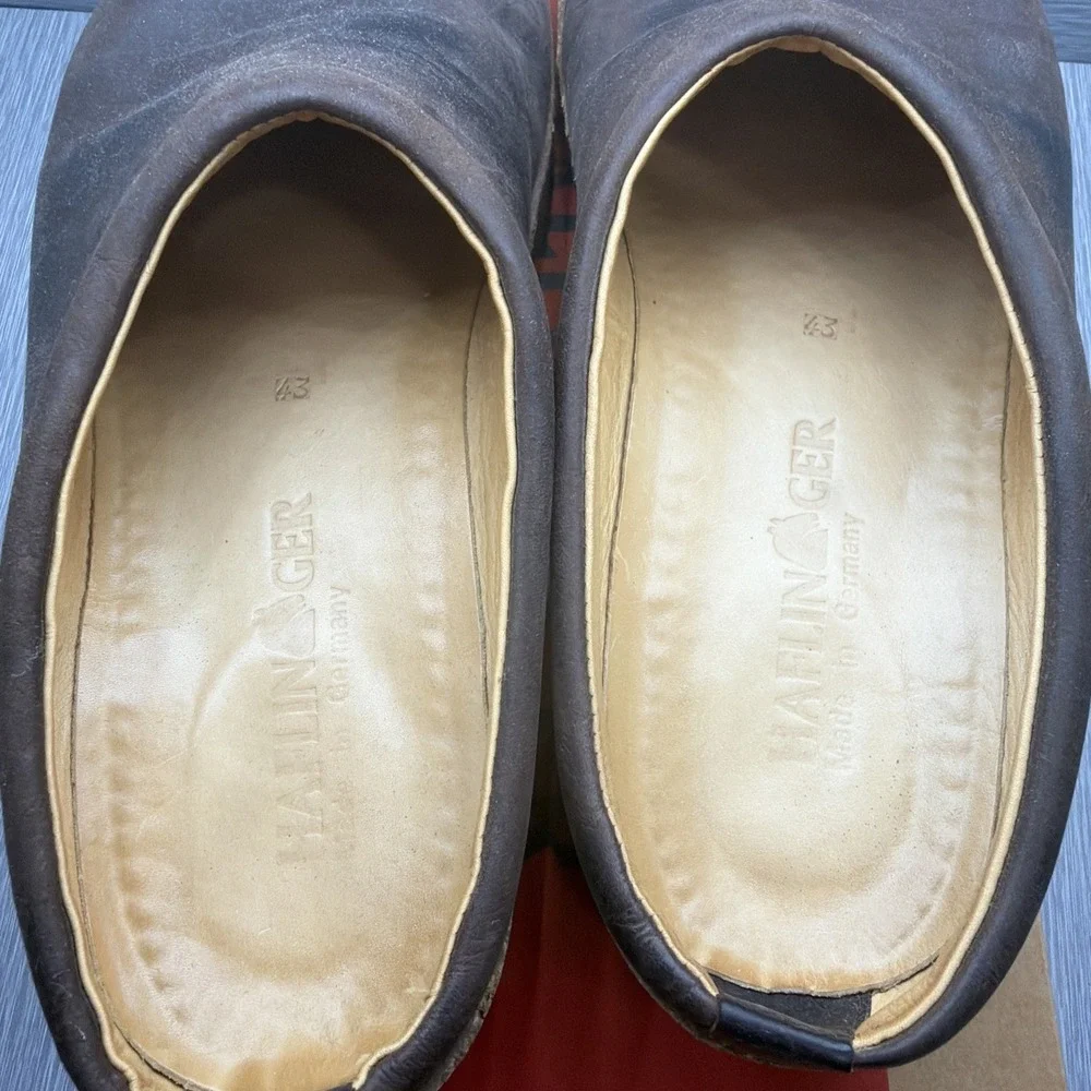 Haflinger Kodiak Leather Clogs Mens EU 43 US 10 Smokey Brown Oiled Nubuck